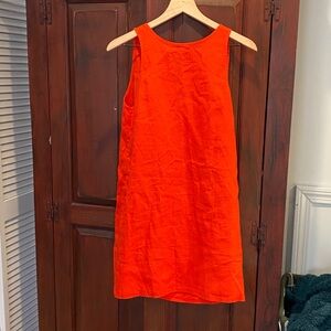 Madewell Vibrant Red- Orange Sleeveless Shift Linen Dress, size small
